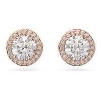 Una stud earrings, Round cut, Pavé, White