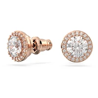 Una stud earrings, Round cut, Pavé, White