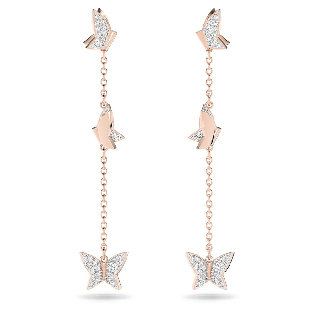 Idyllia Lilia drop earrings, Butterfly, Long, White