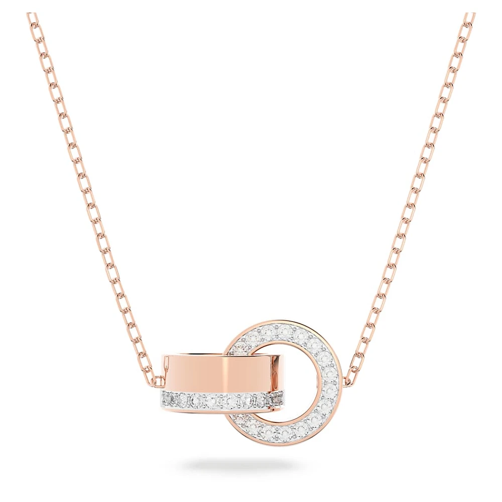 Hollow pendant, Interlocking loop, White, Rose gold-tone plated by SWAROVSKI
