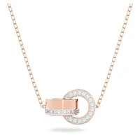 Hollow pendant, Interlocking loop, White, Rose gold-tone plated by SWAROVSKI