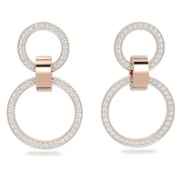 Hollow hoop earrings, White, Rose gold-tone plated by SWAROVSKI