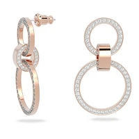 Hollow hoop earrings, White, Rose gold-tone plated by SWAROVSKI