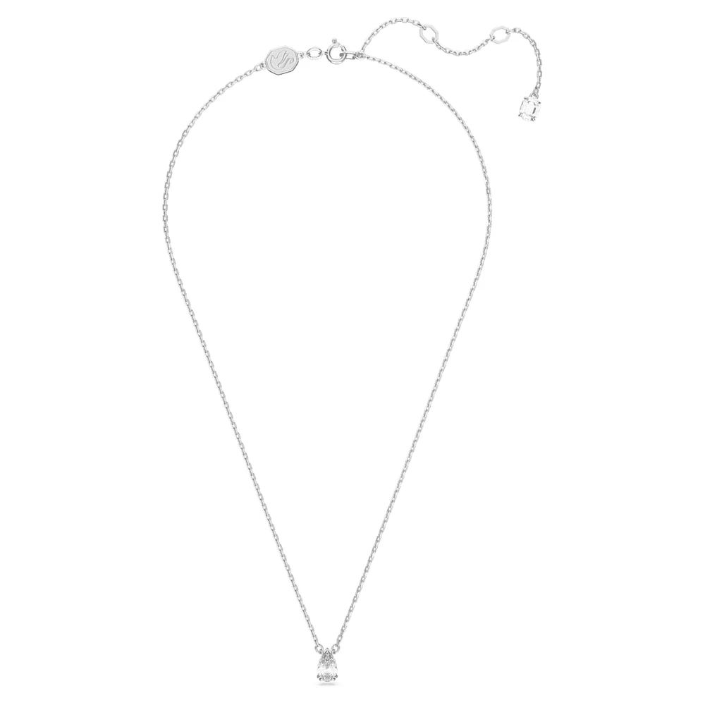 Stilla pendant, Pear cut, White, Rhodium plated by SWAROVSKI