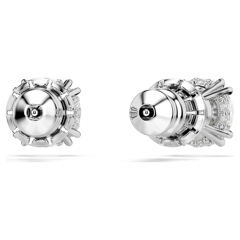 Constella stud earrings, Round cut, White, Rhodium plated by SWAROVSKI