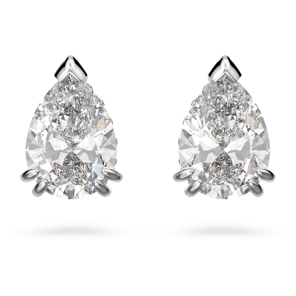Millenia stud earrings, Pear cut, White, Rhodium plated by SWAROVSKI