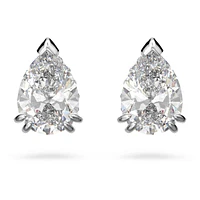 Millenia stud earrings, Pear cut, White, Rhodium plated by SWAROVSKI
