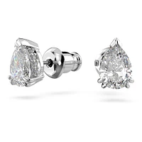Millenia stud earrings, Pear cut, White, Rhodium plated by SWAROVSKI