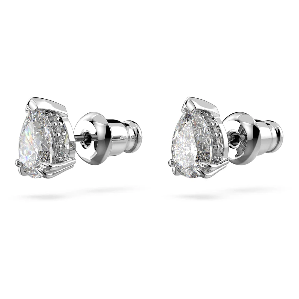 Millenia stud earrings, Pear cut, White, Rhodium plated by SWAROVSKI
