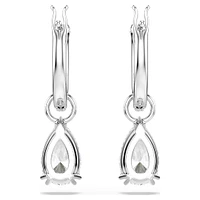 Millenia hoop earrings, Pear cut, White, Rhodium plated by SWAROVSKI