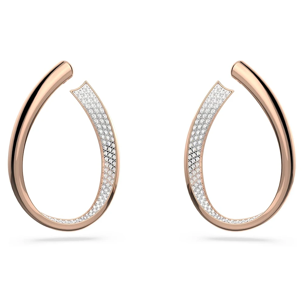 Exist hoop earrings, Medium, White, Rose gold-tone plated by SWAROVSKI