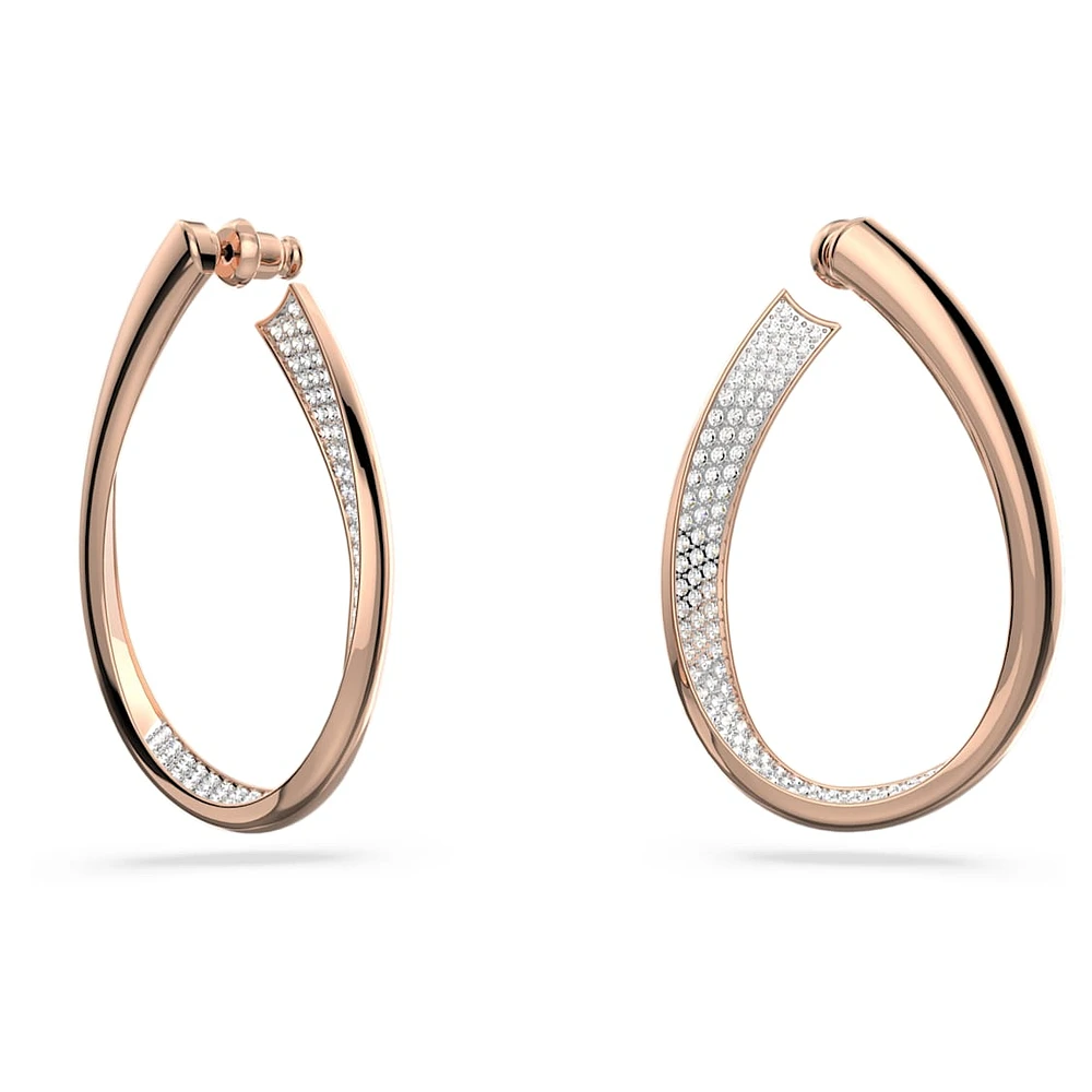 Exist hoop earrings, Medium, White, Rose gold-tone plated by SWAROVSKI