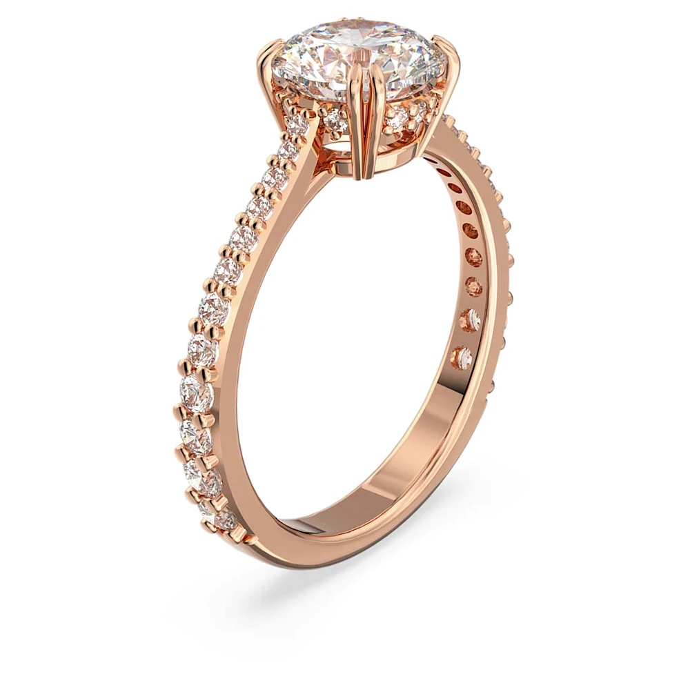 Constella cocktail ring, Round cut, Pavé, White