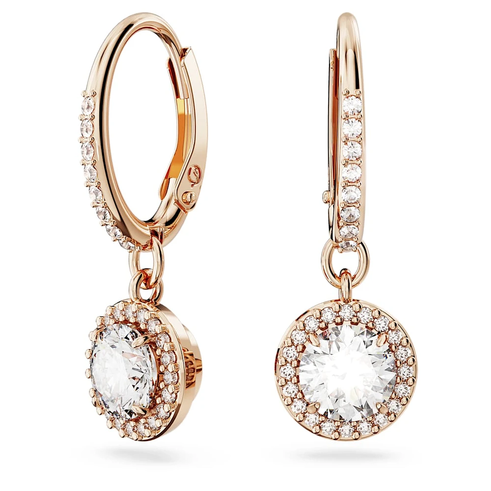Constella drop earrings, Round cut, Pavé, White