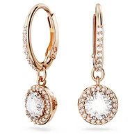 Constella drop earrings, Round cut, Pavé, White