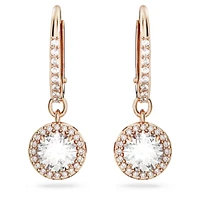 Constella drop earrings, Round cut, Pavé, White