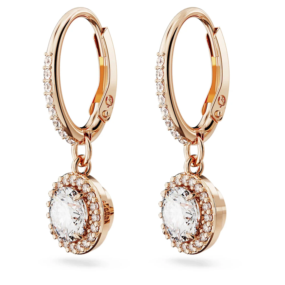 Constella drop earrings, Round cut, Pavé, White