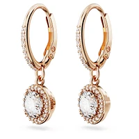 Constella drop earrings, Round cut, Pavé, White