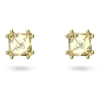 Chroma stud earrings, Cushion cut, Yellow, Gold-tone plated by SWAROVSKI