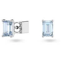 Chroma stud earrings, Cushion cut, Blue, Rhodium plated by SWAROVSKI