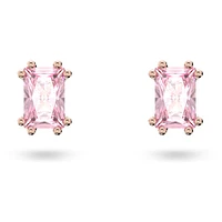 Chroma stud earrings, Cushion cut, Pink, Rose gold-tone plated by SWAROVSKI