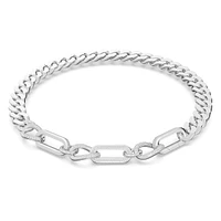 Dextera necklace, Statement, Mixed links, White, Rhodium plated by SWAROVSKI