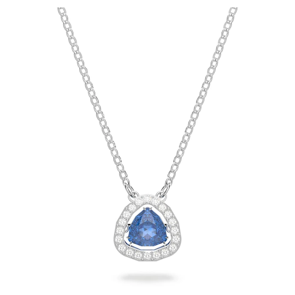 Una necklace, Trilliant cut, Blue, Rhodium plated by SWAROVSKI