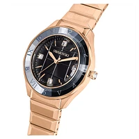 Dextera 3-hand watch, 37mm, Swiss Made, Metal bracelet, Black, Rose gold-tone finish by SWAROVSKI