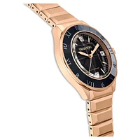 Dextera 3-hand watch, 37mm, Swiss Made, Metal bracelet, Black, Rose gold-tone finish by SWAROVSKI