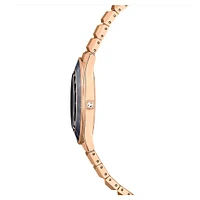 Dextera 3-hand watch, 37mm, Swiss Made, Metal bracelet, Black, Rose gold-tone finish by SWAROVSKI