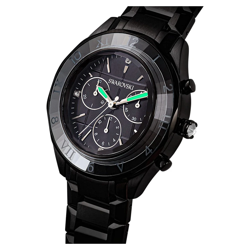 Watch, 39mm, Swiss Made, Metal bracelet, Black, Black finish by SWAROVSKI