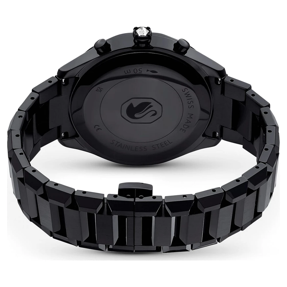 Watch, 39mm, Swiss Made, Metal bracelet, Black, Black finish by SWAROVSKI