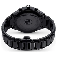Watch, 39mm, Swiss Made, Metal bracelet, Black, Black finish by SWAROVSKI
