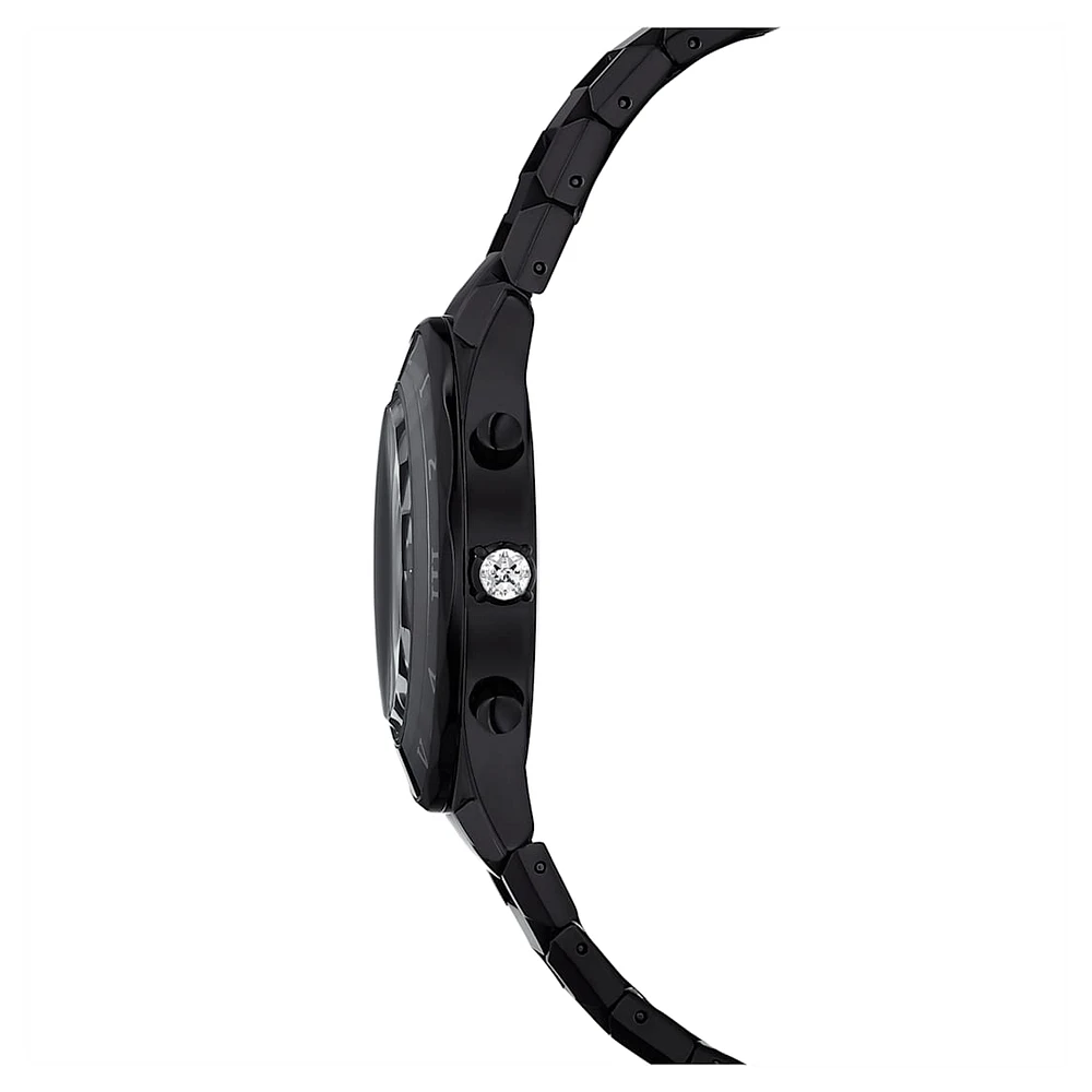 Watch, 39mm, Swiss Made, Metal bracelet, Black, Black finish by SWAROVSKI