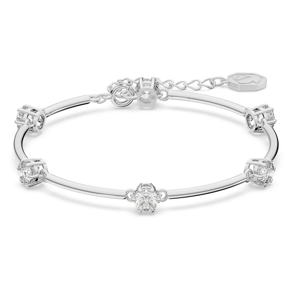 Constella bangle, Round cut, White, Rhodium plated by SWAROVSKI