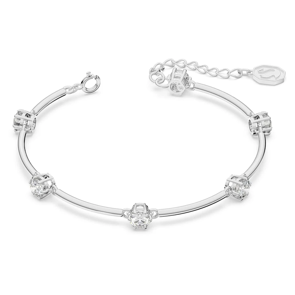Constella bangle, Round cut, White, Rhodium plated by SWAROVSKI