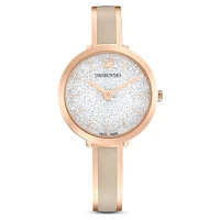 Crystalline delight watch, Swiss Made, Metal bracelet, Grey, Rose gold-tone finish by SWAROVSKI