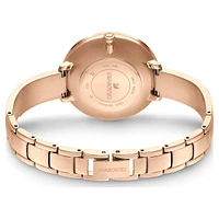Crystalline delight watch, Swiss Made, Metal bracelet, Grey, Rose gold-tone finish by SWAROVSKI