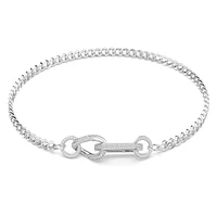 Dextera necklace, Pavé, Mixed links, White, Rhodium plated by SWAROVSKI