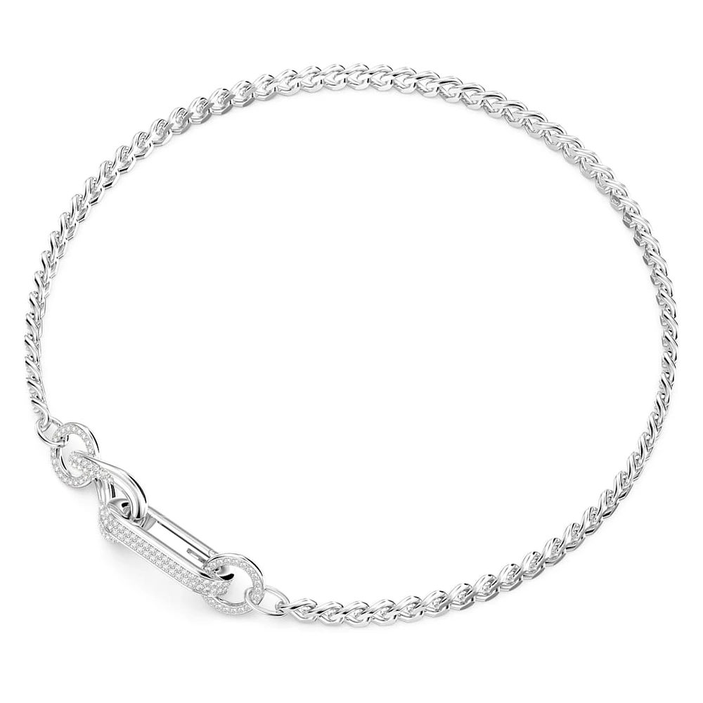 Dextera necklace, Pavé, Mixed links, White, Rhodium plated by SWAROVSKI