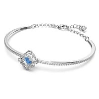 Una Angelic bangle, Clover, Blue, Rhodium plated by SWAROVSKI
