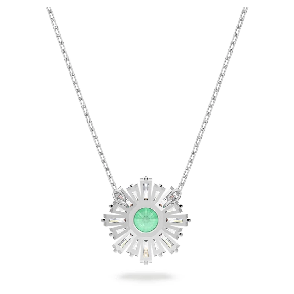 Idyllia pendant, Mixed cuts, Sun, Green, Rhodium plated by SWAROVSKI