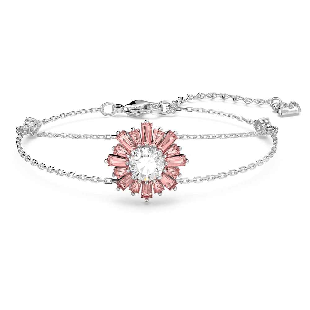 Idyllia bracelet, Mixed cuts, Sun, Pink, Rhodium plated by SWAROVSKI