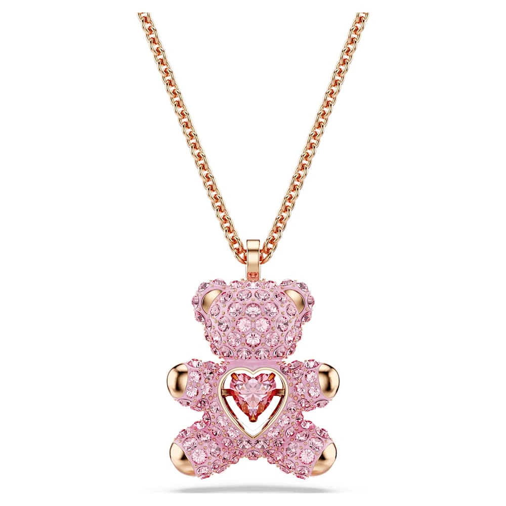Teddy pendant, Bear, Pink, Rose gold-tone plated by SWAROVSKI