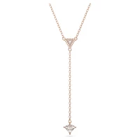 Stilla Y necklace, Triangle cut, White, Rose gold-tone plated by SWAROVSKI