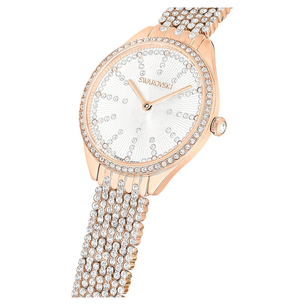 Attract watch, Swiss Made, Full pavé, Crystal bracelet, Rose gold tone, Rose gold-tone finish by SWAROVSKI