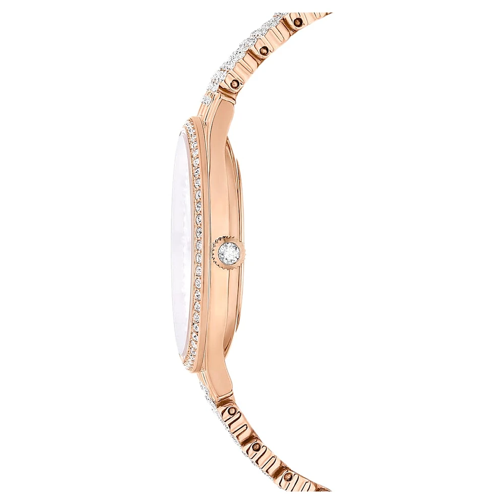 Attract watch, Swiss Made, Full pavé, Crystal bracelet, Rose gold tone, Rose gold-tone finish by SWAROVSKI