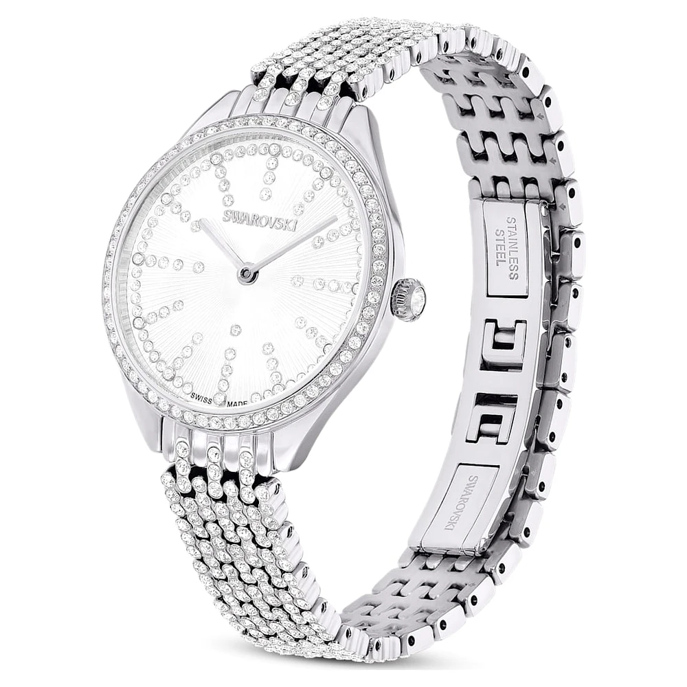 Attract watch, Swiss Made, Full pavé, Crystal bracelet, Silver Tone, Stainless steel by SWAROVSKI