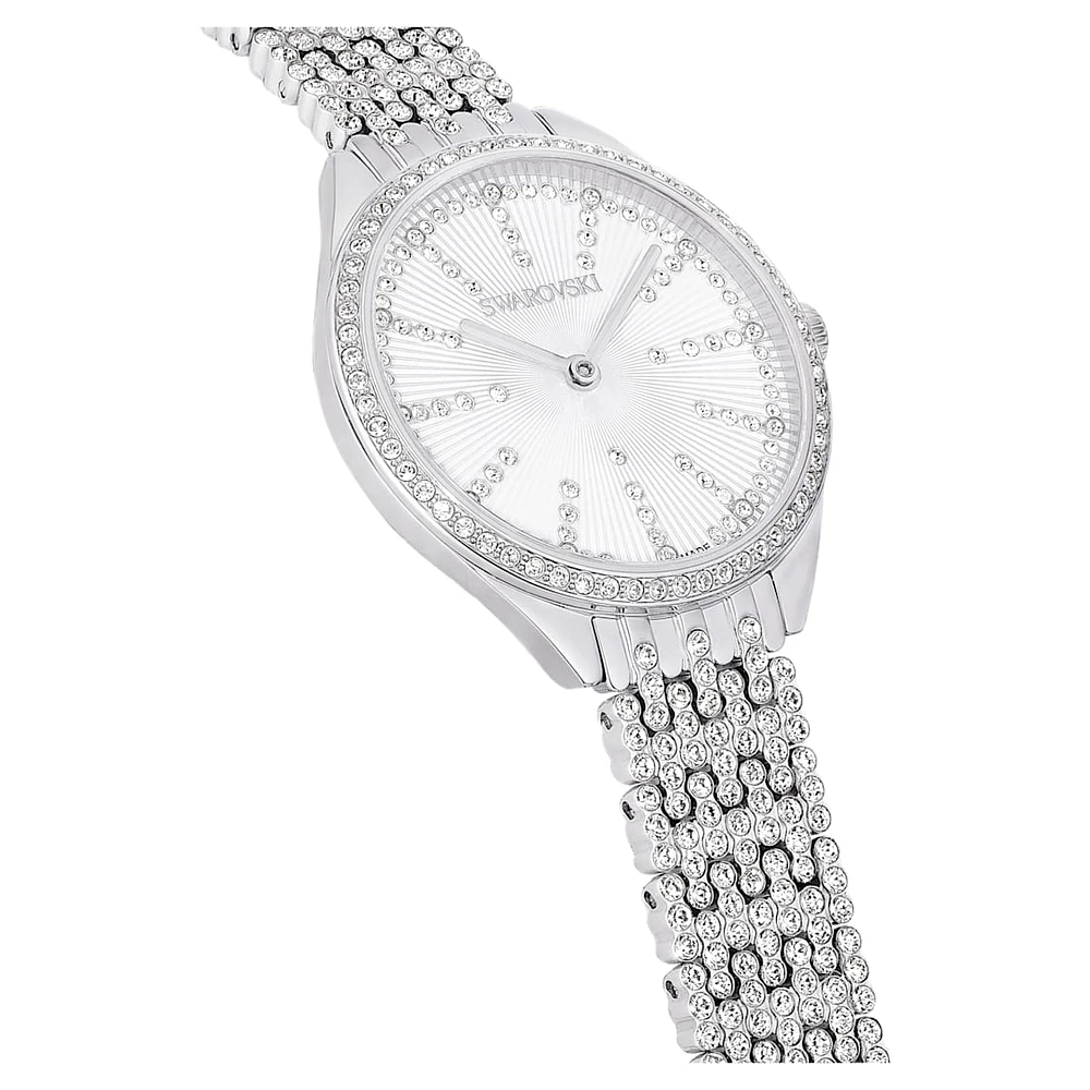 Attract watch, Swiss Made, Full pavé, Crystal bracelet, Silver Tone, Stainless steel by SWAROVSKI