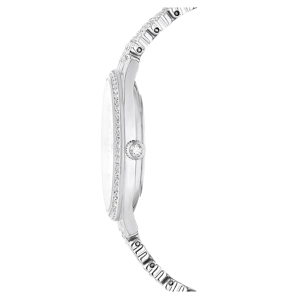 Attract watch, Swiss Made, Full pavé, Crystal bracelet, Silver Tone, Stainless steel by SWAROVSKI